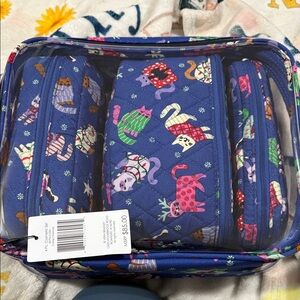 Vera Bradley Catnip Christmas 4 piece cosmetic set
